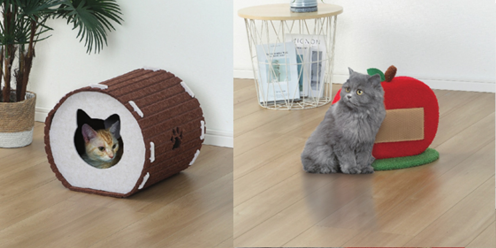 コメリの「Pet ami（ペットアミ）」から フェルトハウスと新デザインの猫の爪とぎが登場｜PressWalker