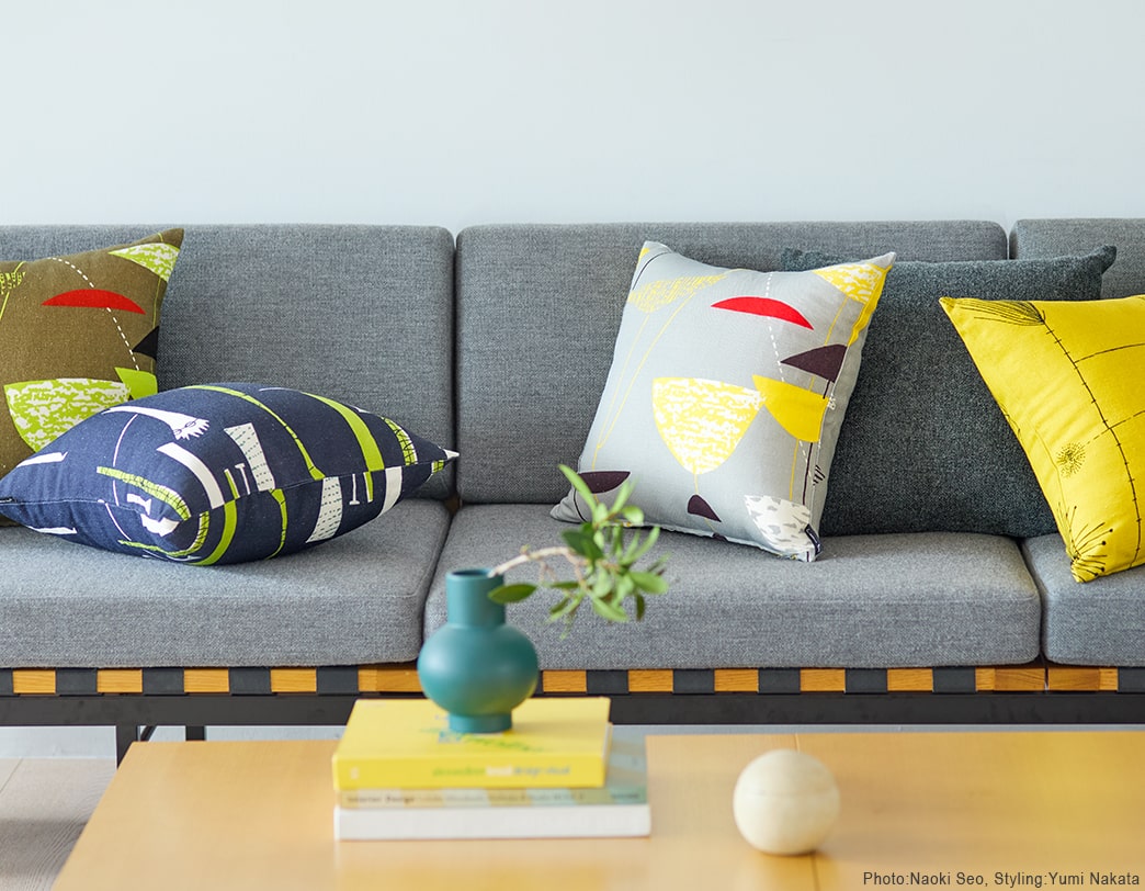 クッションカバー tentens クッションカバー LIANA 50×50 イエローオレンジ｜Kelpman