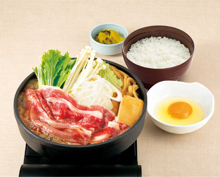 黒毛和牛の牛すきうどん鍋定食