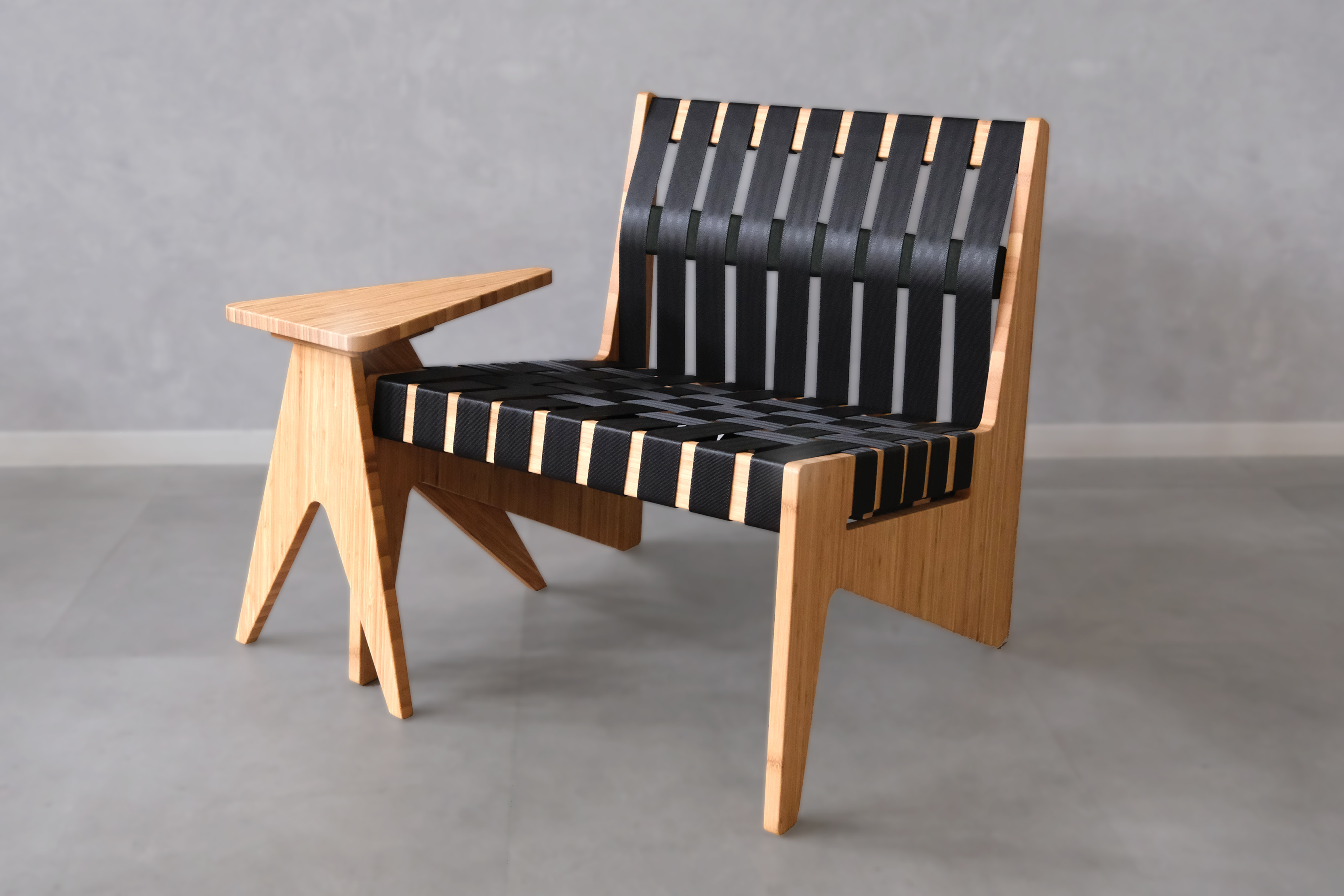 TOR-01 - Belt Chair Lounge set -black-Clear-bamboo