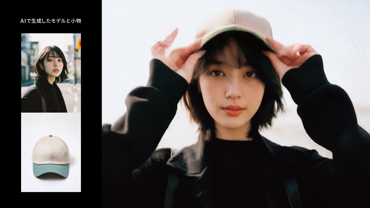 AIで生成したモデルとキャップ