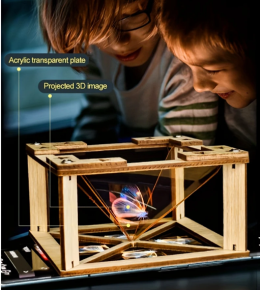 自分だけの小さな映写機を作ることができる本格 DIY「木製 ３D プロジェクター型 組み立てキット」