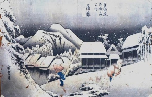 東海道五拾三次之内　蒲原 夜之雪