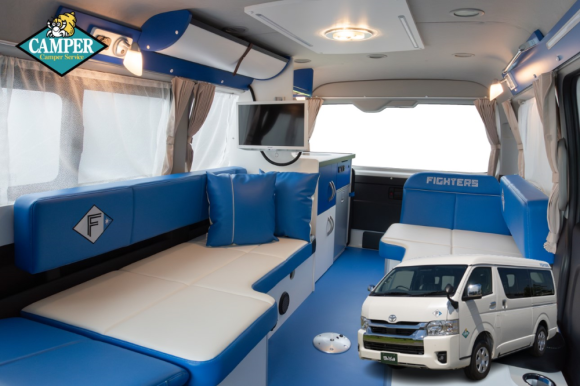 ファイターズ仕様のキャンピングカー、北海道キャンピングカーショー（8/26-27）に出展