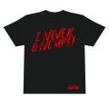 藤波辰爾さんのキャッチコピー「I NEVER GIVE up!!」をプリントしたドライTシャツ