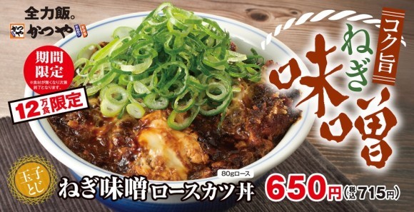 【12万食限定】柔らかい甘みと豊かな旨味にコク深さがたまらない「ねぎ味噌ロースカツ丼」とんかつ専門店かつやに新登場