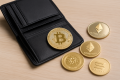 仮想通貨とウォレットが机に並べられている画像