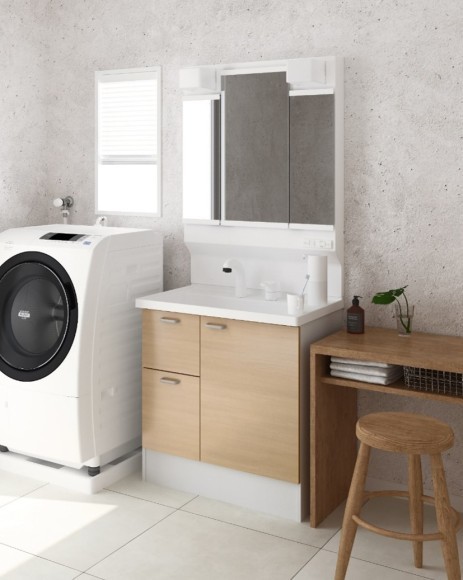 リフォームやセカンド洗面など、設置シーンが広がる奥行き49cmのコンパクトサイズ 洗面化粧台「HVシリーズ」