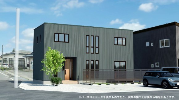 山形県米沢市中田町にお目見えしたシックなシンプルモダン住宅