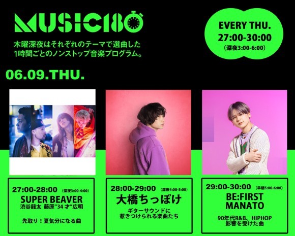 SUPER BEAVER,大橋ちっぽけ,BE:FIRST MANATO