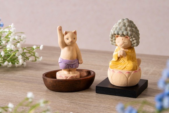 猫buddha誕生釈迦（左）猫buddha五劫思惟阿弥陀（右）