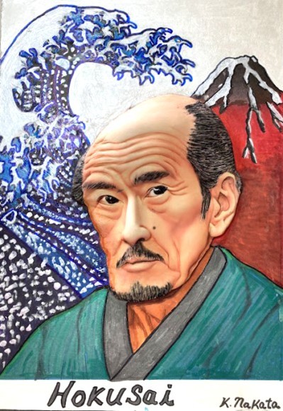 江戸時代の葛飾北斎肖像画を独自に立体にした立体肖像画