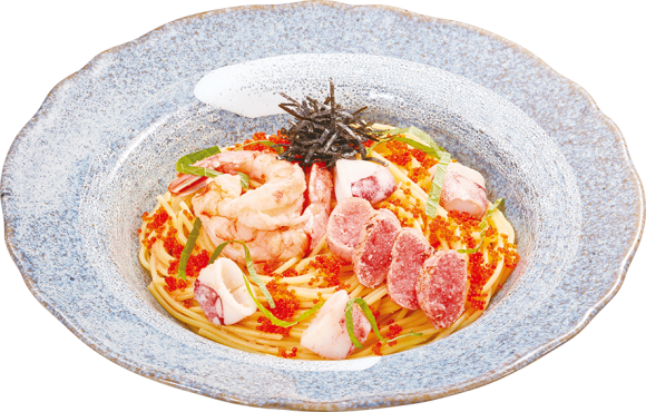 ジョリーパスタ_創作和風パスタ 炙り明太子と赤エビのクリームソース