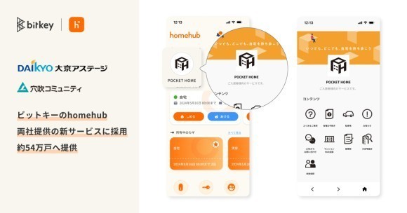 左：居住者が利用するhomehubアプリのトップ画面｜右：アプリ内専用ページを通じて提供される新サービスPOCKET HOMEのサービス画面
