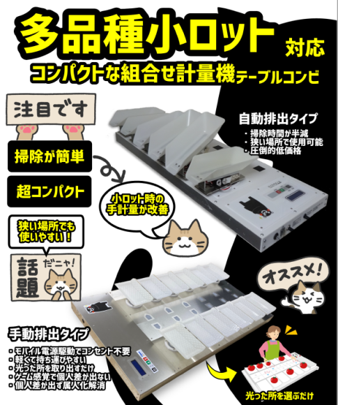 自動排出機構付き組合せ計量機「テーブルコンビpro」