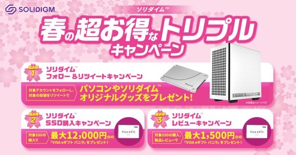 ソリダイム(TM) 春の超お得なトリプルキャンペーン
