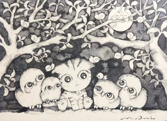 タイトル/月夜の侵入者・F4・滲み画®・安保真