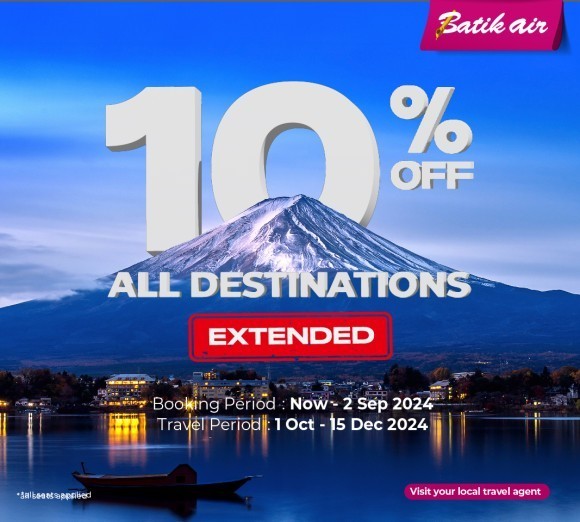 バティックエア・マレーシア就航する全路線で10％Off！