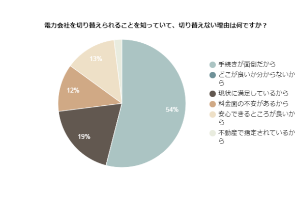 電力会社を切り替えられることを知っていて、切り替えない理由は何ですか