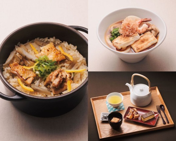 「柚子香る鶏と牛蒡の炊き込みご飯」「力うどん」「三種盛り御膳」
