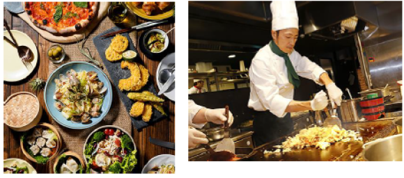 お料理とライブキッチンのイメージ画像