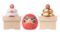 達磨  木彫りの鏡餅／達磨 金箔木彫りの鏡餅／木彫りの縁起だるま