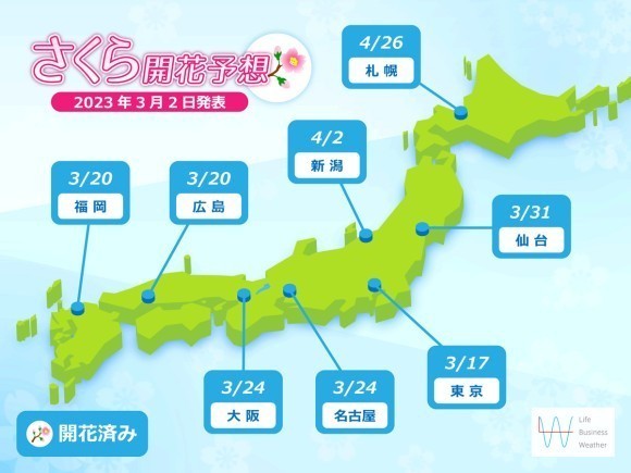 第3回さくら開花・見頃予想
