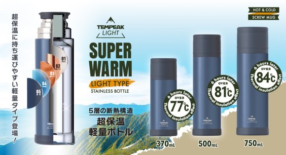『TEMPEAK LIGHT（テンピークライト）超保温軽量ボトル』発売