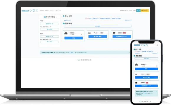 塾の連絡帳つなぐの使用イメージです。