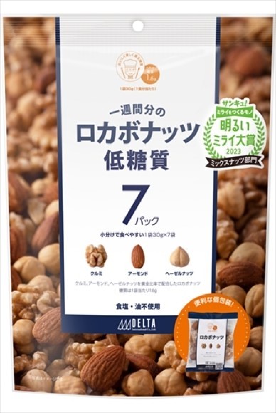 一週間分のロカボナッツ「サンキュ！明るいミライ大賞」ロゴ付き パッケージ