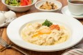 ヘルシーで贅沢な和製パスタ登場！『湯葉と明太子の豆乳カルボナーラうどん』販売 – 銀座バグースプレイス–10月限定ランチで登場