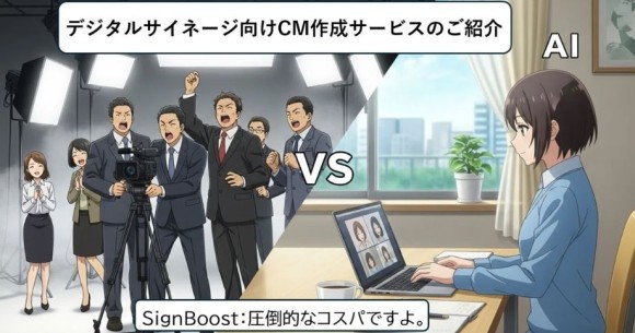 デジタルサイネージ向け低価格CM作成サービス「Signboost」