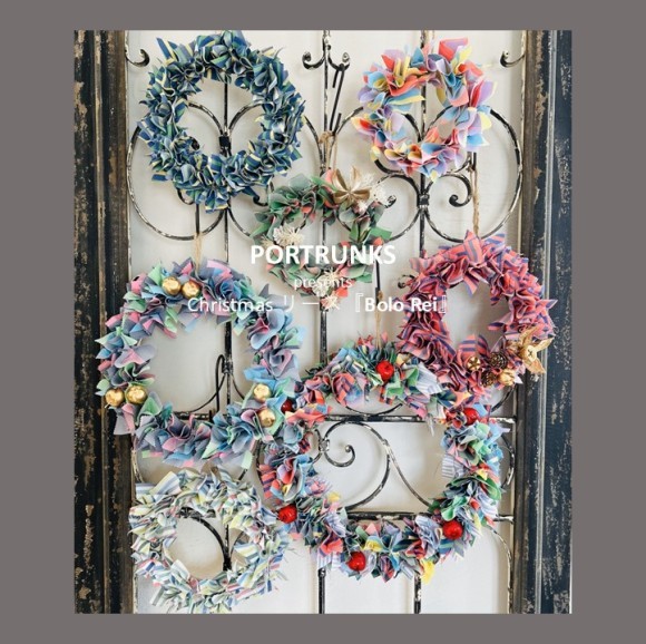 アップサイクリング　ファブリックリース