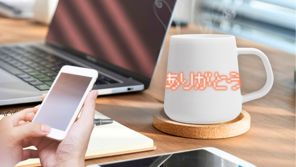 アプリから文字入力してマグに表示