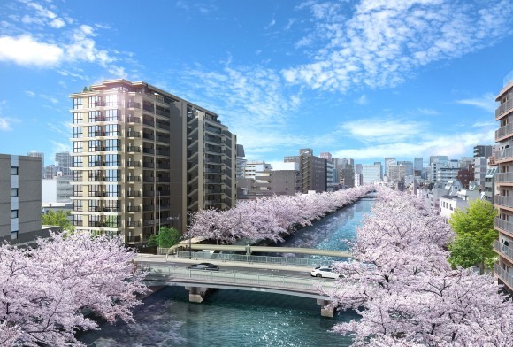 大横川の桜並木とヴェレーナグラン門前仲町