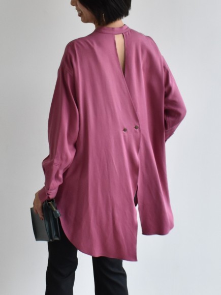 岐阜製リヨセルバックスリットバンドカラーシャツ