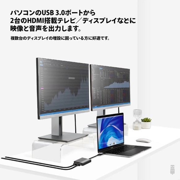 USB-HDMI×2変換アダプタAMC-USBHDW