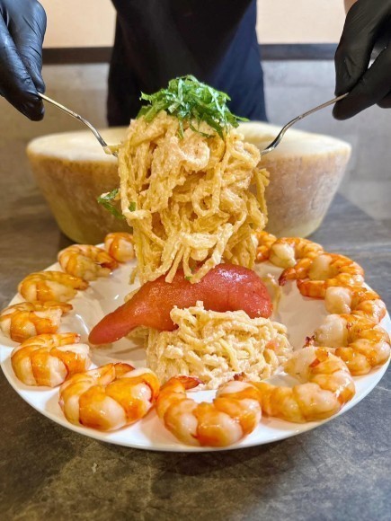 炎の明太子パスタ　ブラックタイガートッピング