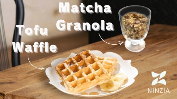 豆腐ワッフルと抹茶グラノーラ