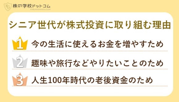 シニア世代が株式投資に取り組む理由Top3