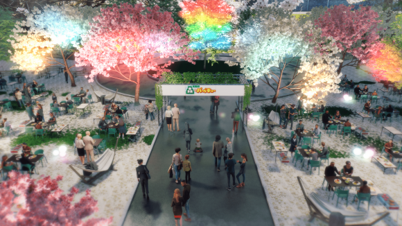 森のバーベキューライトアップ