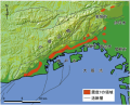 兵庫県南部地震の「震災の帯」（地震本部HPより）