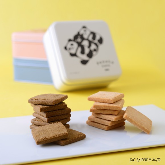 Suicaのペンギン「魚沼コシヒカリの米粉クッキー缶」（ほうじ茶・プレーン）