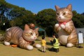 巨大にゃんこバルーンが登場！ 子どもたちも思わず見上げる、ふわふわの“猫先生”。