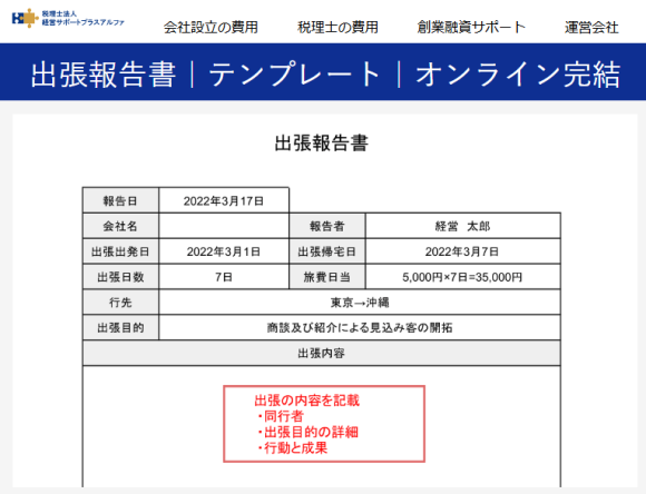 出張報告書｜テンプレート