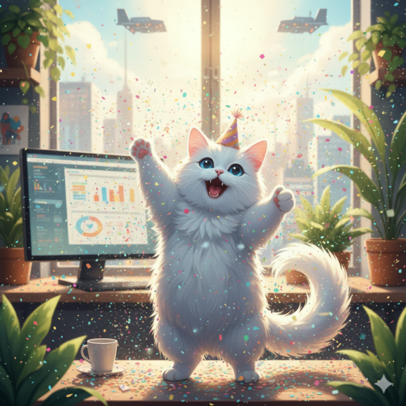 【月曜の朝に嬉しいご報告にゃ！】目標50%達成にゃー！🎉✨