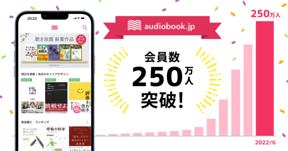 5年で13倍！「audiobook․jp」の会員数が250万人を突破