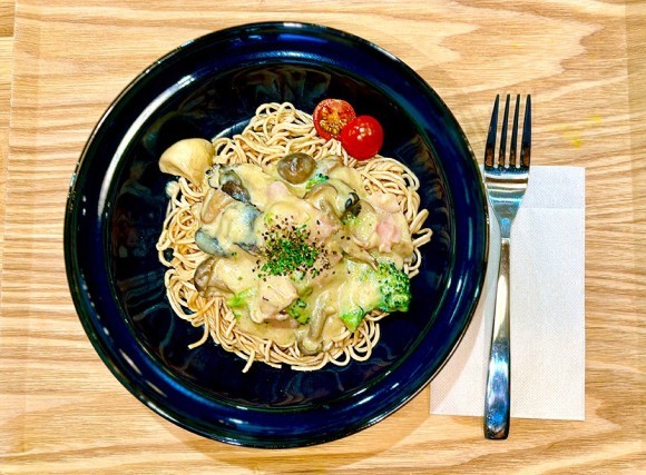 新メニュー　きのことたっぷり豆乳大豆めん