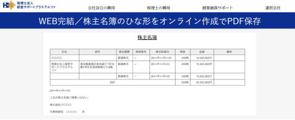 株主名簿のひな形