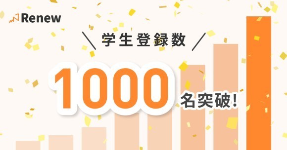 キャリアを考える学生と企業をつなぐ、長期インターンシップ募集サイト「Renew（リニュー）」学生登録数1,000名を突破！